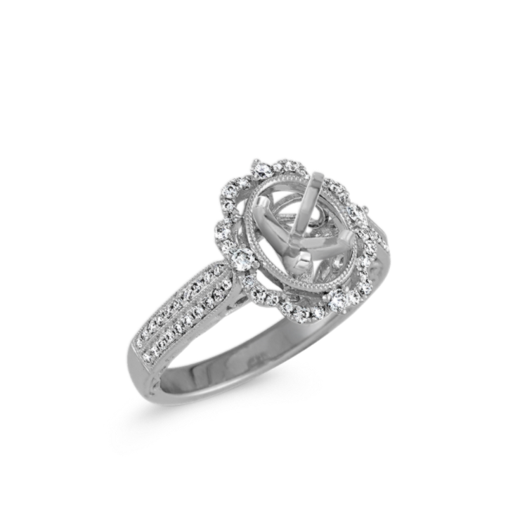 Pave-Set Natural Diamond Vintage Engagement Ring
