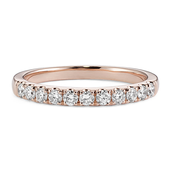 Pave Set Diamond Wedding Band in 14k Rose Gold | Shane Co.