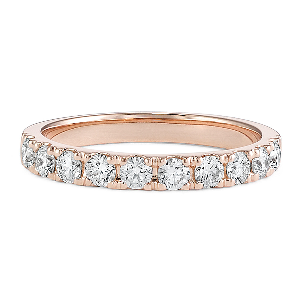 Pave Set Diamond Wedding Band In 14k Rose Gold Shane Co