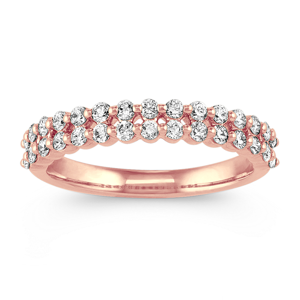 Pave-Set Diamond Wedding Band in 14k Rose Gold