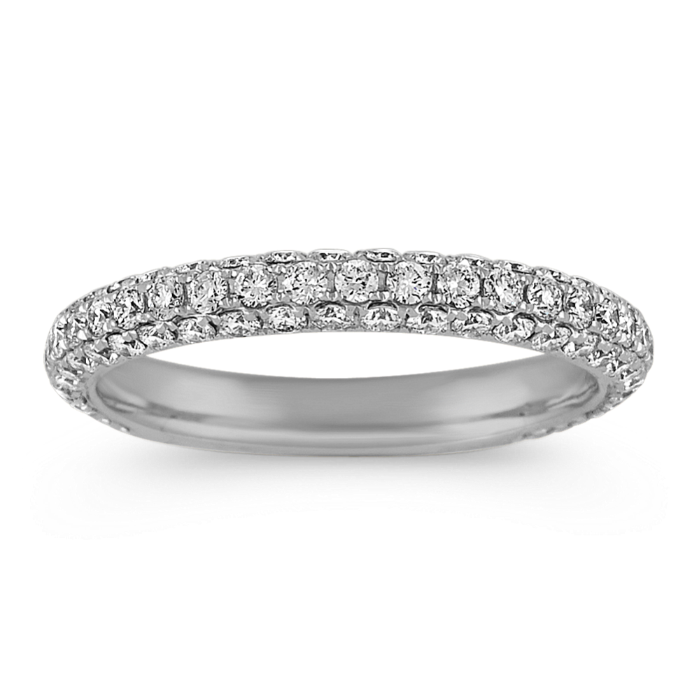 Pave-Set Diamond Wedding Band in 14k White Gold