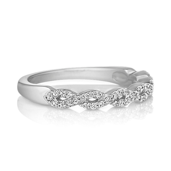 Pave Set Diamond Wedding Band With Close Knit Infinity Design Tap To Zoom Thumbnail