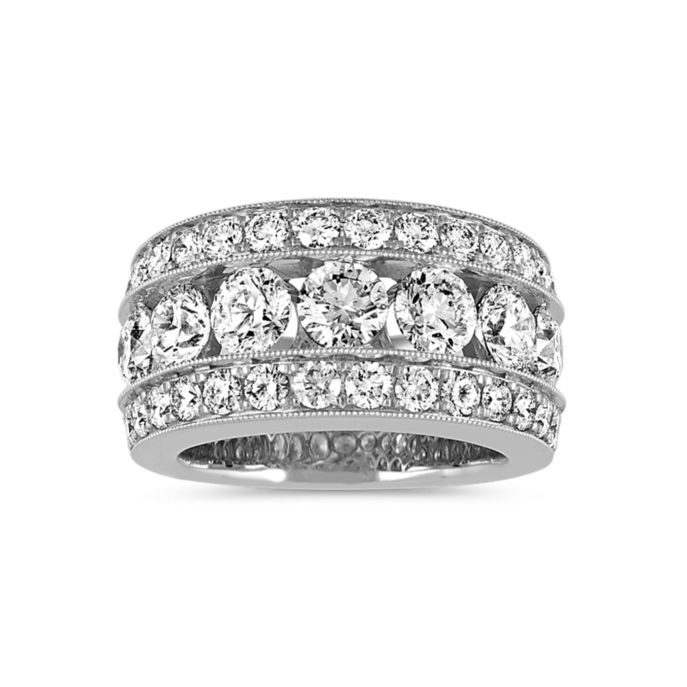 Pave-Set Round Diamond Ring in 14k White Gold
