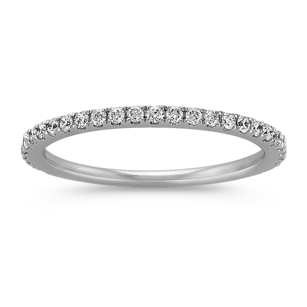 Pave-Set Round Diamond Wedding Band in Platinum