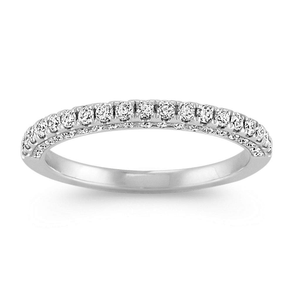 Pave Set Three-Sided Diamond Wedding Band
