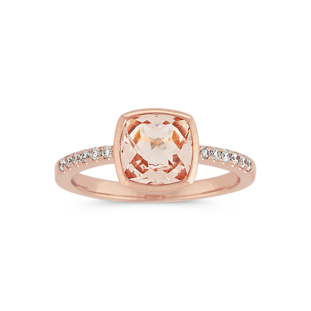 Elara Peach Morganite and Diamond Ring in 14K Rose Gold