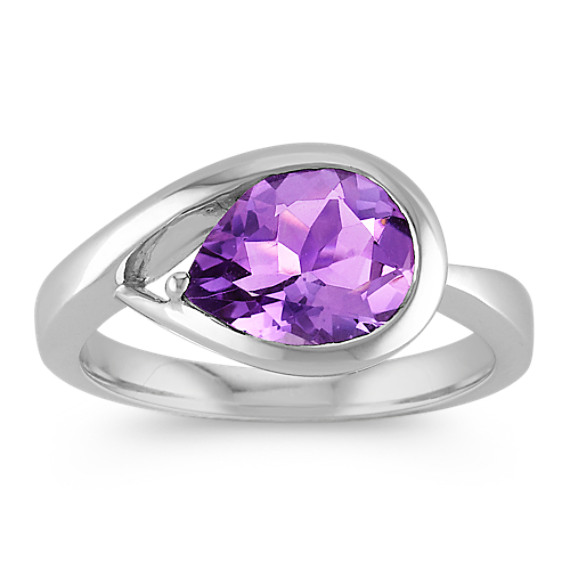 Pear-Shaped Amethyst Ring in Sterling Silver | Shane Co.