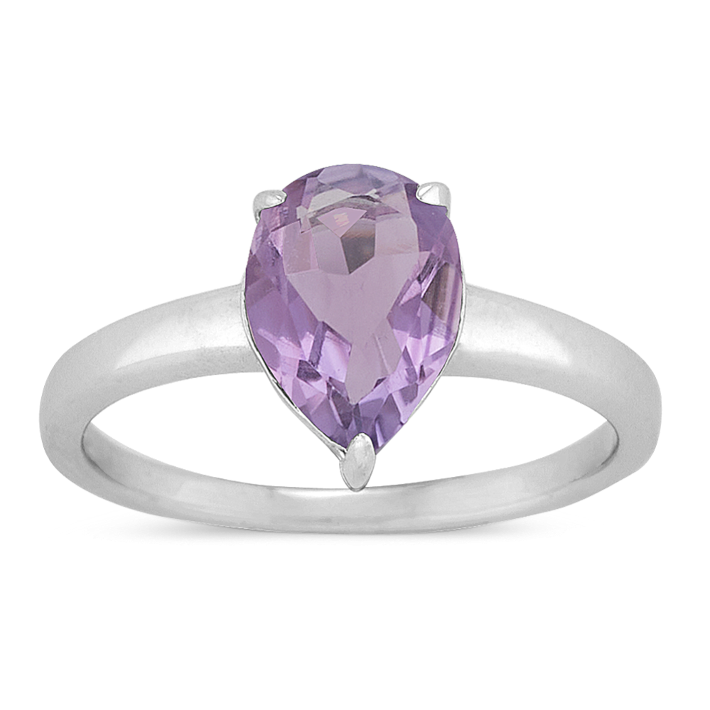 Pear Shaped Amethyst Ring in Sterling Silver