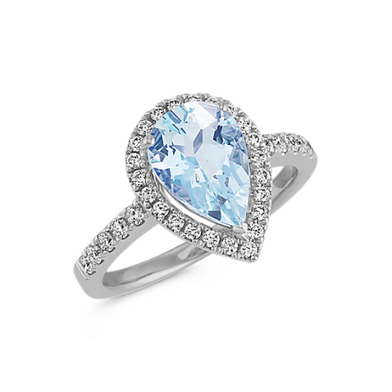 Pear-Shaped Aquamarine and Diamond Ring | Shane Co.
