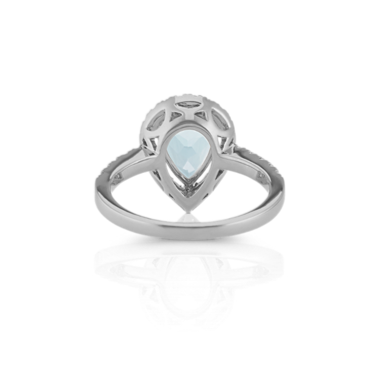 Genoa Pear-Shaped Natural Aquamarine and Natural Diamond Ring