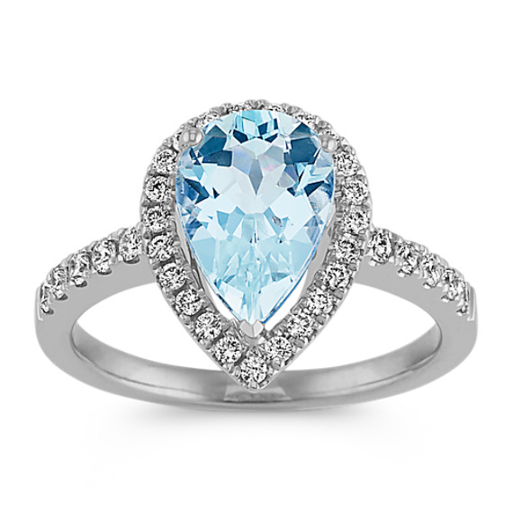 Pear-Shaped Aquamarine and Diamond Ring | Shane Co.