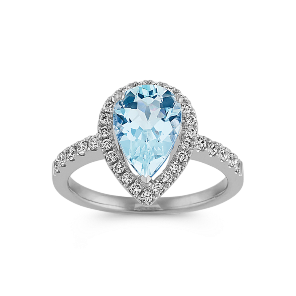 Locklyn Aquamarine & Diamond Halo Ring