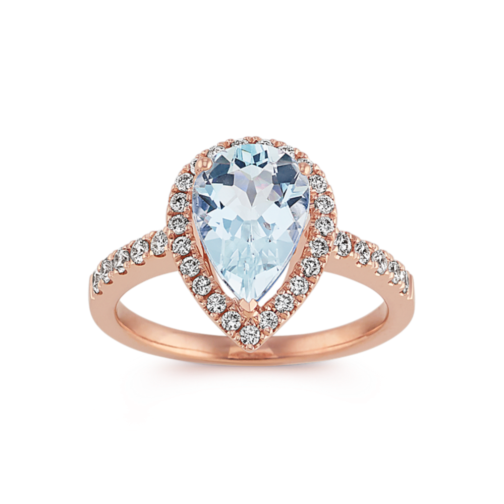 Locklyn Aquamarine & Diamond Halo Ring