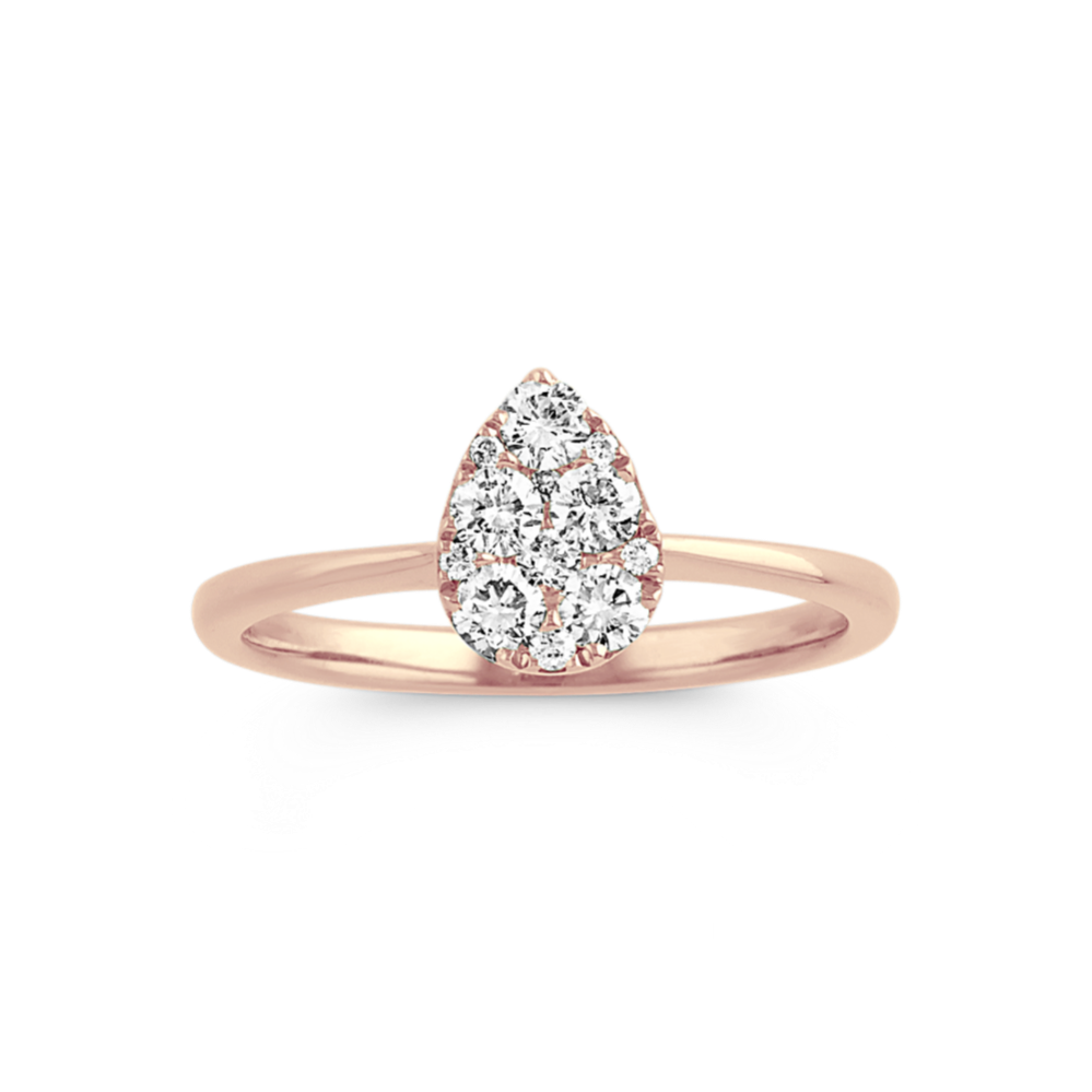 Pear-Shaped Cluster Diamond Ring in 14k Rose Gold