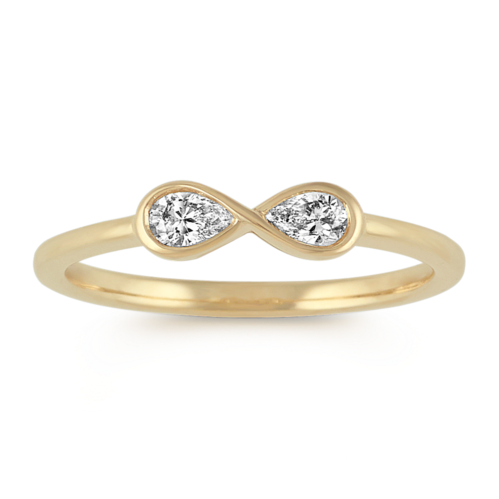 Pear-Shaped Diamond Infinity Ring in 14k Yellow Gold