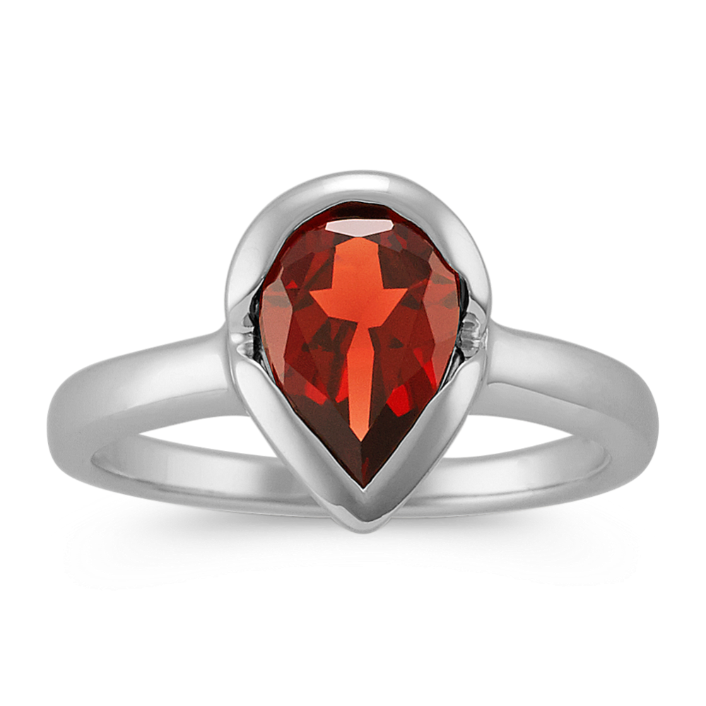 Pear-Shaped Garnet Ring in Sterling Silver