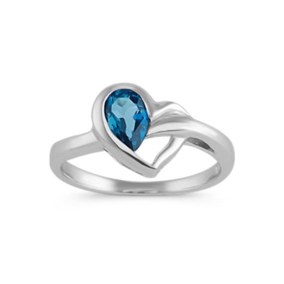 Pear-Shaped London Blue Topaz Heart Ring | Shane Co.