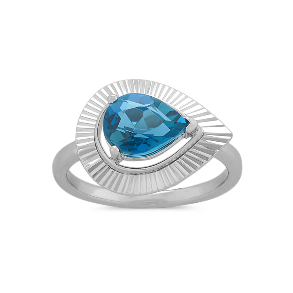 Pear-Shaped London Blue Topaz Ring in Sterling Silver