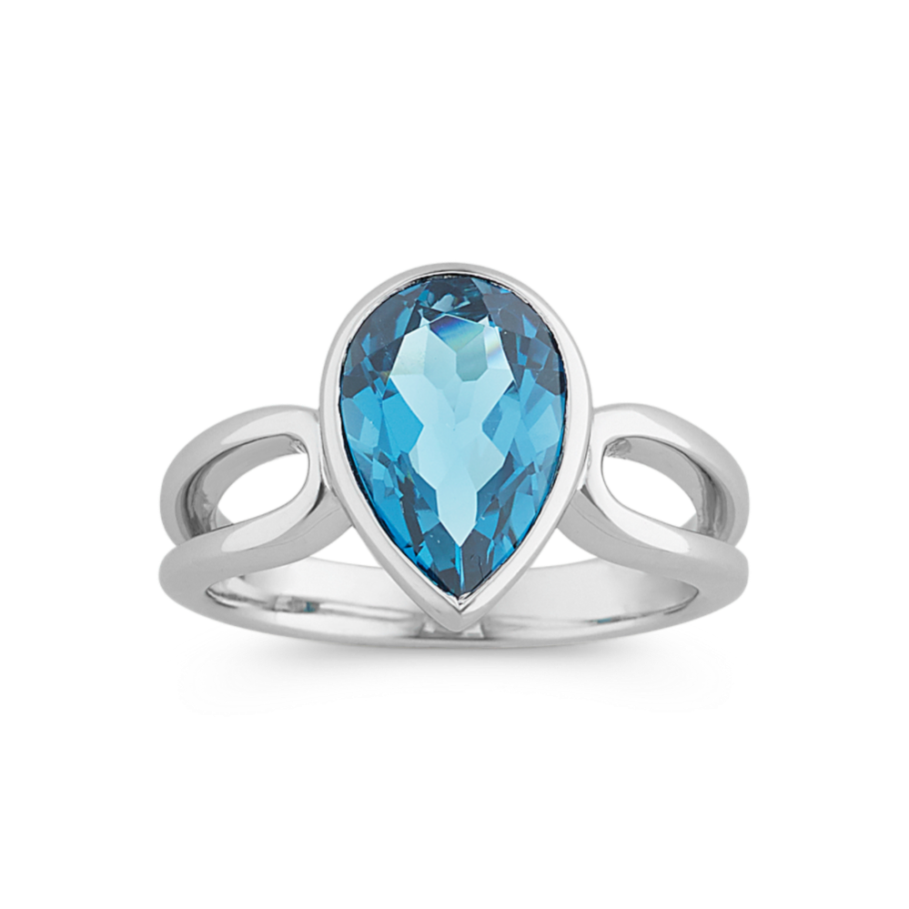 Pear-Shaped London Blue Topaz Ring