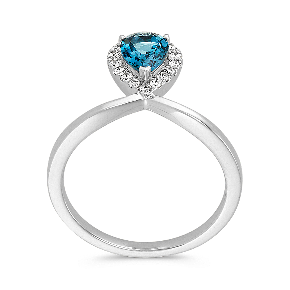 Pear-Shaped London Blue Topaz and Diamond Ring | Shane Co.