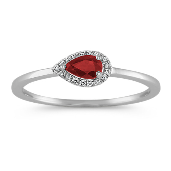Pear-Shaped Ruby and Round Diamond Ring