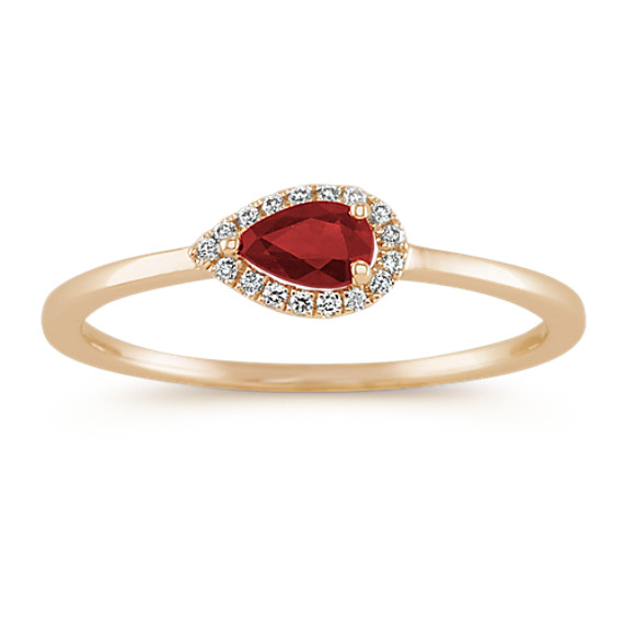 Pear-Shaped Ruby and Round Diamond Ring