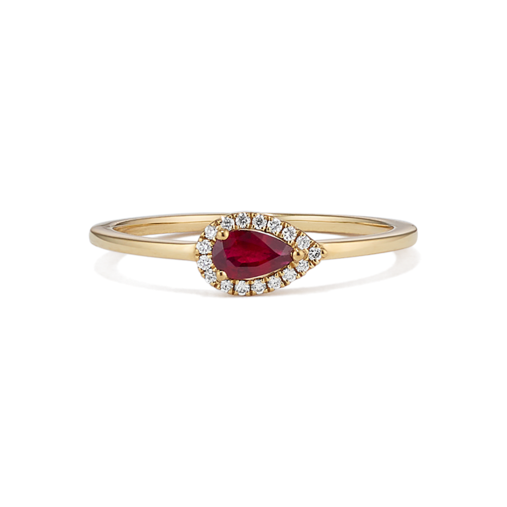 Round ruby and hot sale diamond ring