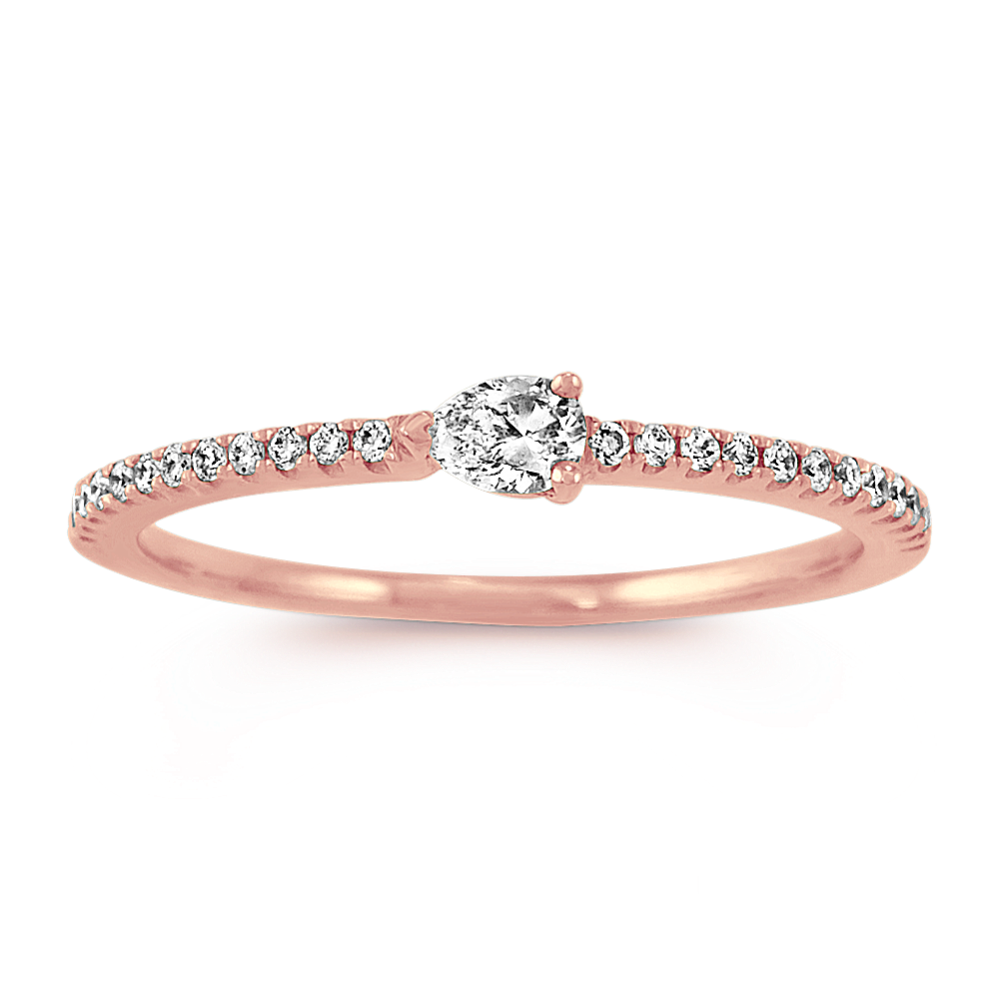 Pear-Shaped & Round Diamond Stackable Ring