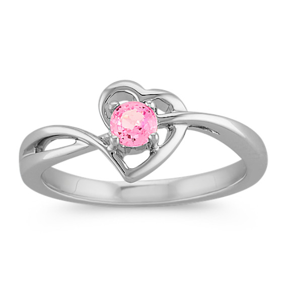 Pink Sapphire Heart Ring in Sterling Silver
