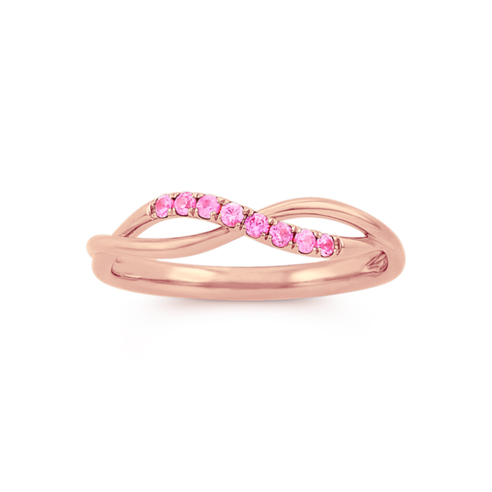 Pink Sapphire Swirl Ring in 14k Rose Gold