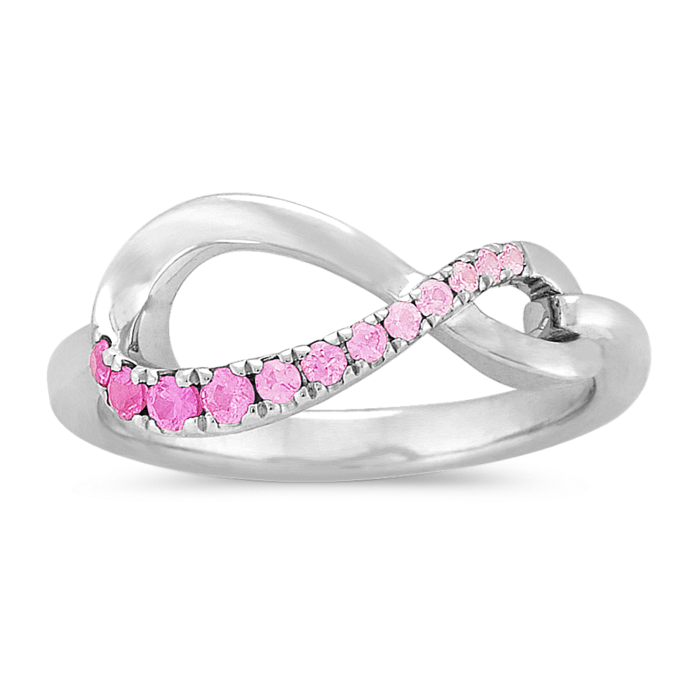 Pink Sapphire Swirl Ring in Sterling Silver
