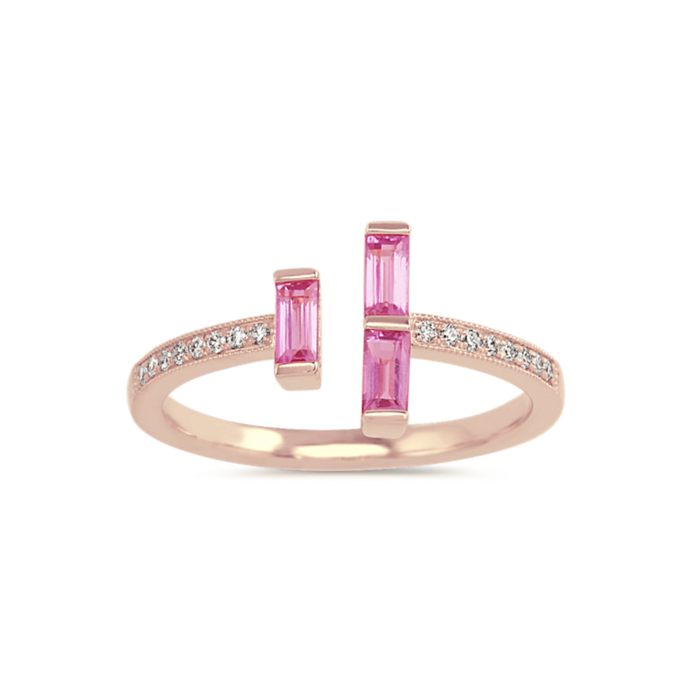 Pink Sapphire and Diamond Ring in 14k Rose Gold