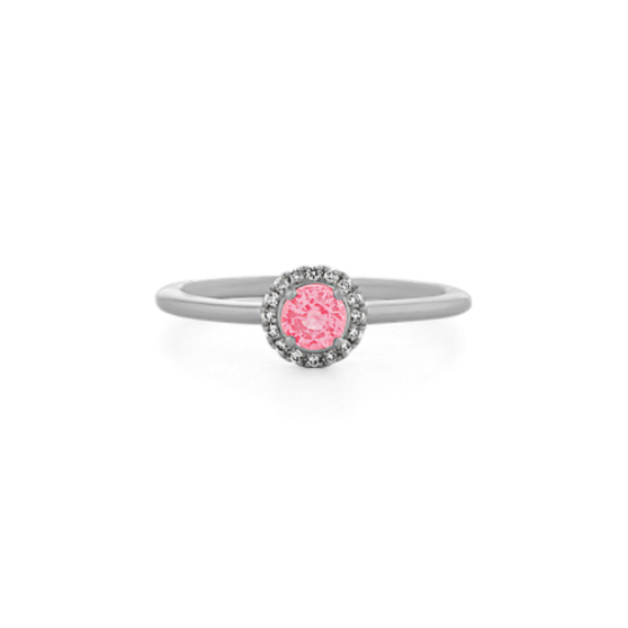 Paige Pink Natural Sapphire and Natural Diamond Ring in Sterling Silver ...