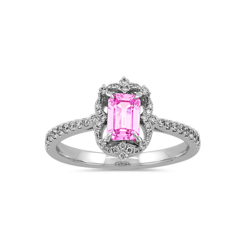 Pink Sapphire and Diamond Ring
