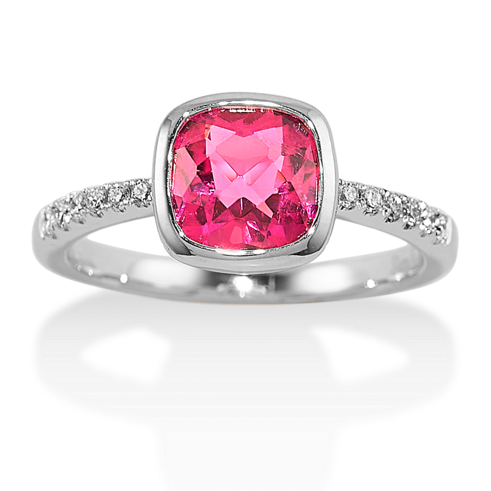 Elara Pink Tourmaline and Diamond Ring in 14K White Gold
