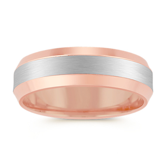 Platinum and 14k Rose Gold Comfort Fit Ring (6.5mm)