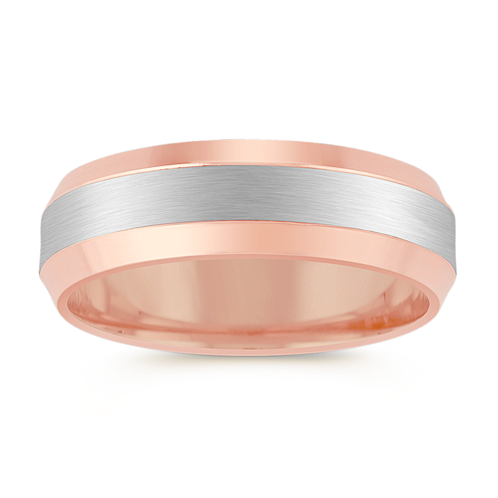Platinum and 14k Rose Gold Comfort Fit Ring (6.5mm)