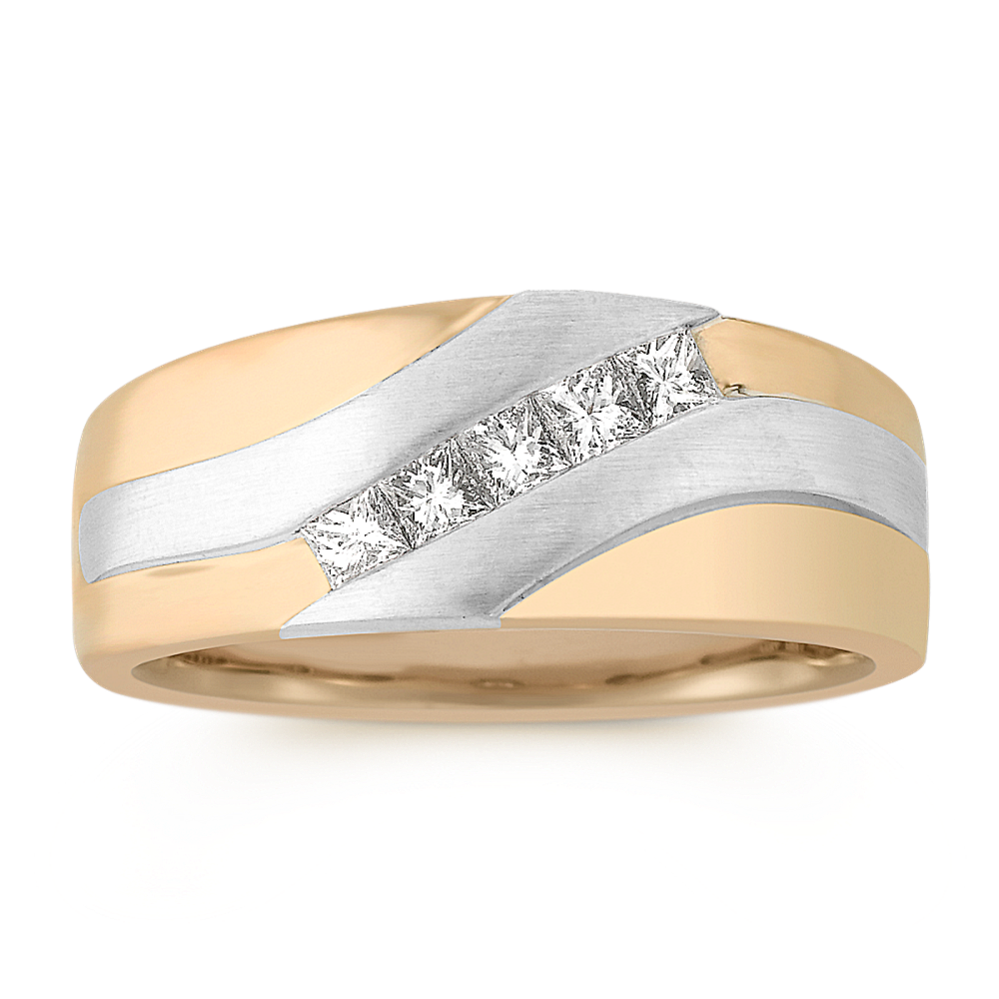 Princess Cut Diamond Ring in Two-Tone Gold
