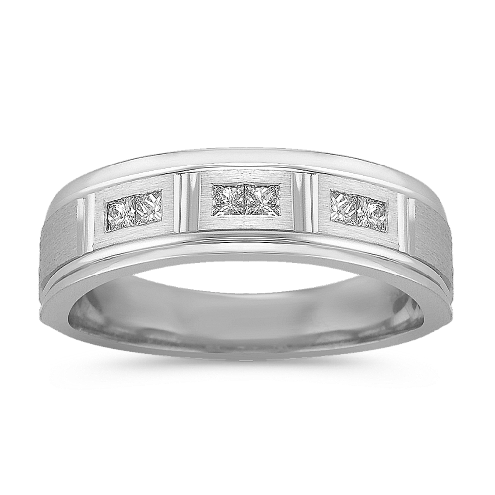Princess Cut Diamond Ring with Satin Finish (6.5mm)