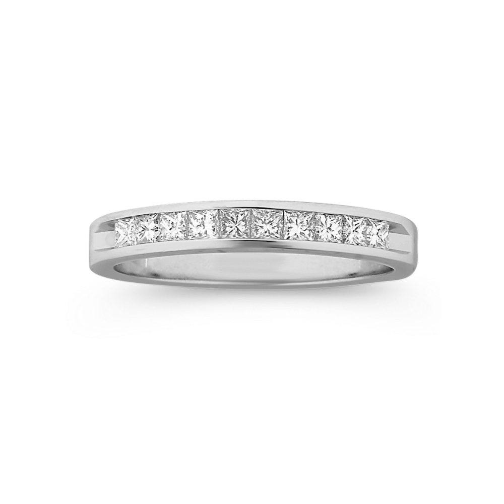 Princess Cut Natural Diamond Wedding Band with Channel-Setting