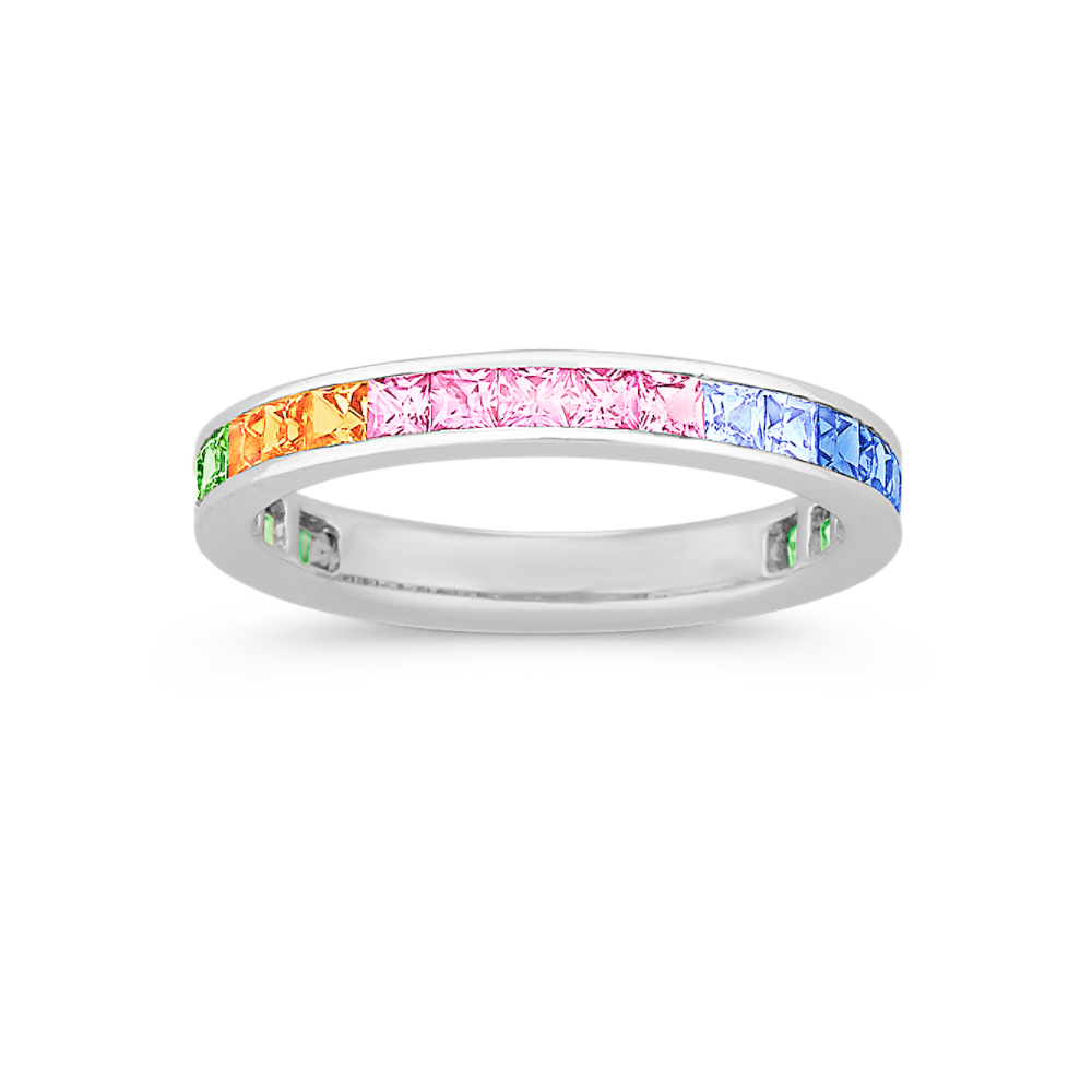 Princess Cut Multi-Colored Natural Sapphire Ring