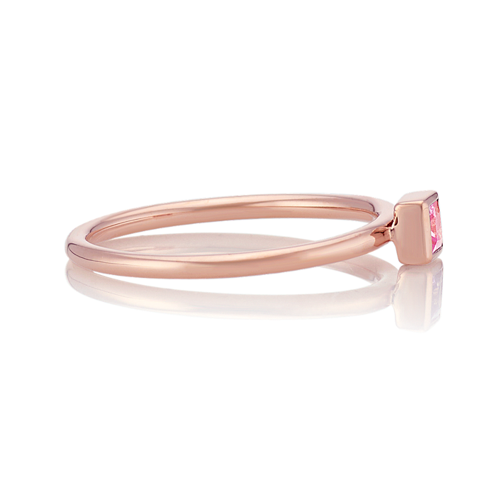 Princess Cut Pink Sapphire Stackable Ring in 14k Rose Gold | Shane Co.