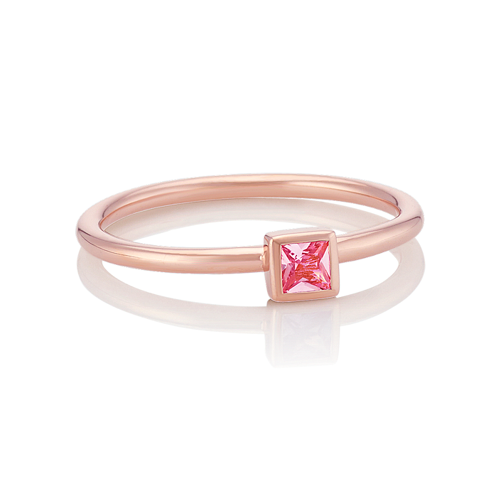 Princess Cut Pink Sapphire Stackable Ring in 14k Rose Gold | Shane Co.