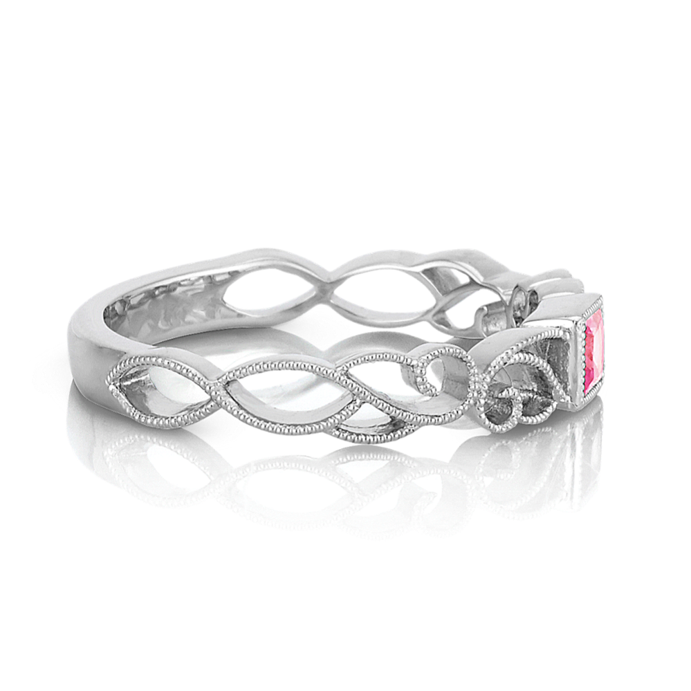 Princess Cut Ring Stackable Rings Princess Cut Pink Sapphire Stackable Ring | Shane Co.