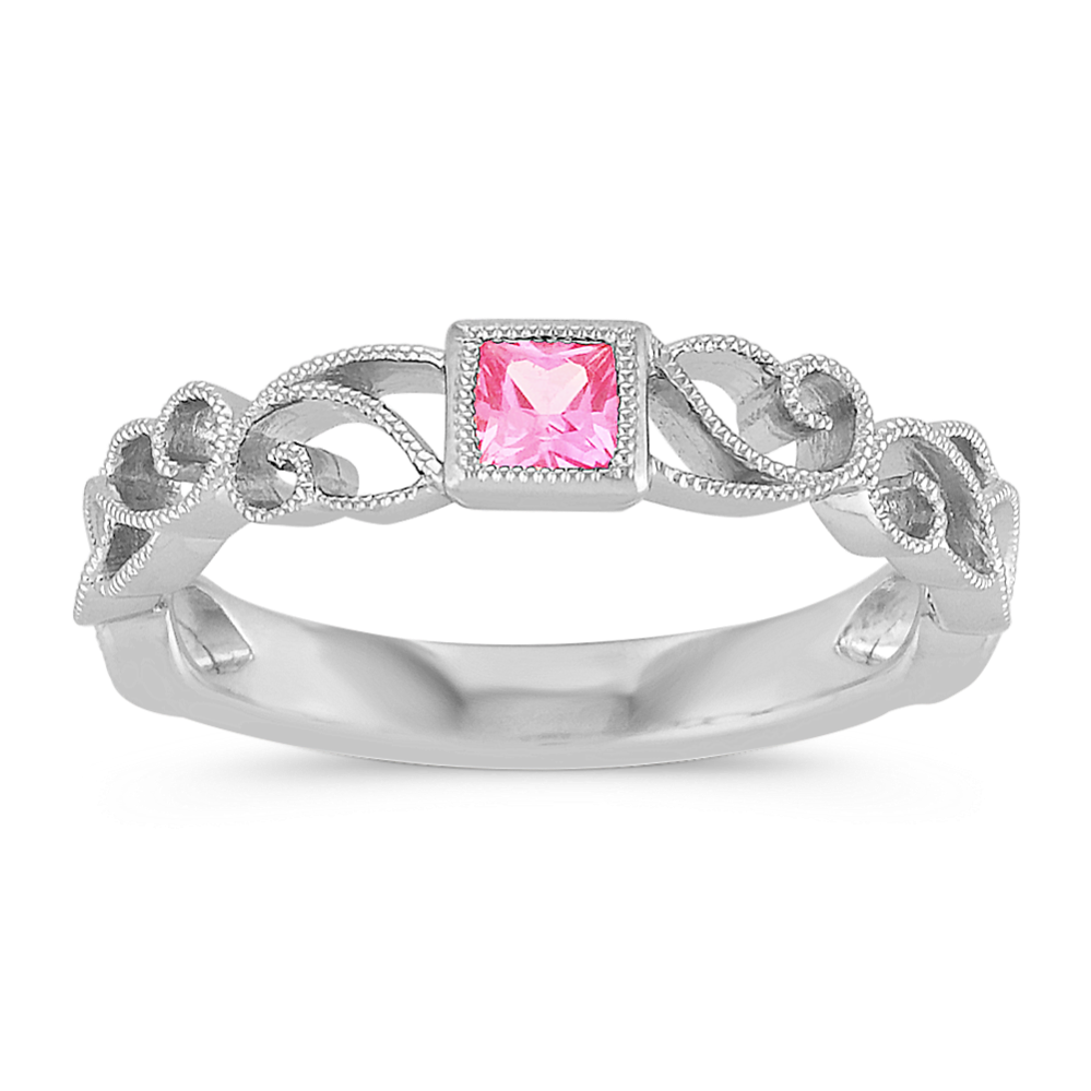 Princess Cut Pink Sapphire Stackable Ring