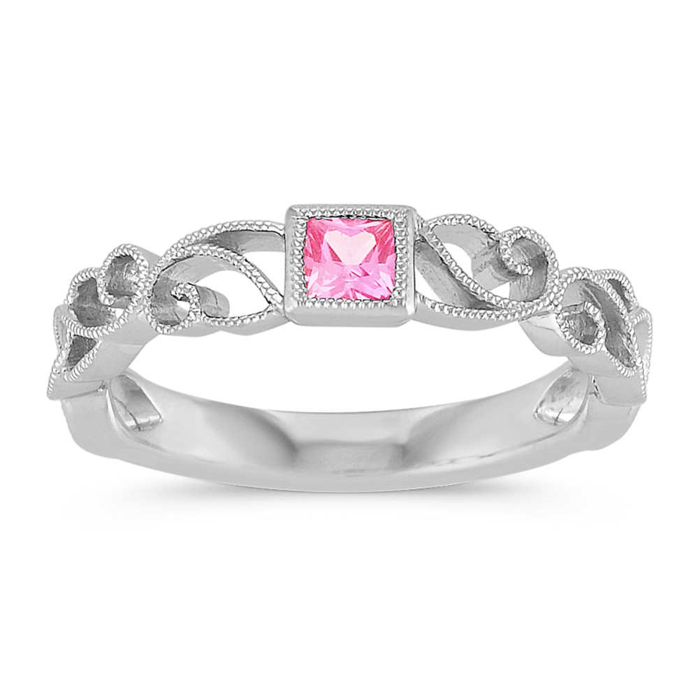 Princess Cut Ring Stackable Rings Princess Cut Pink Sapphire Stackable Ring | Shane Co.