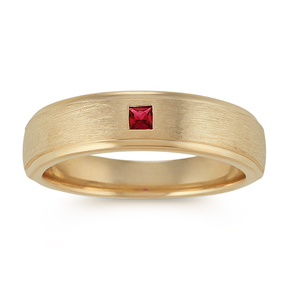 Princess Cut Ruby Ring with Satin Finish (6mm)