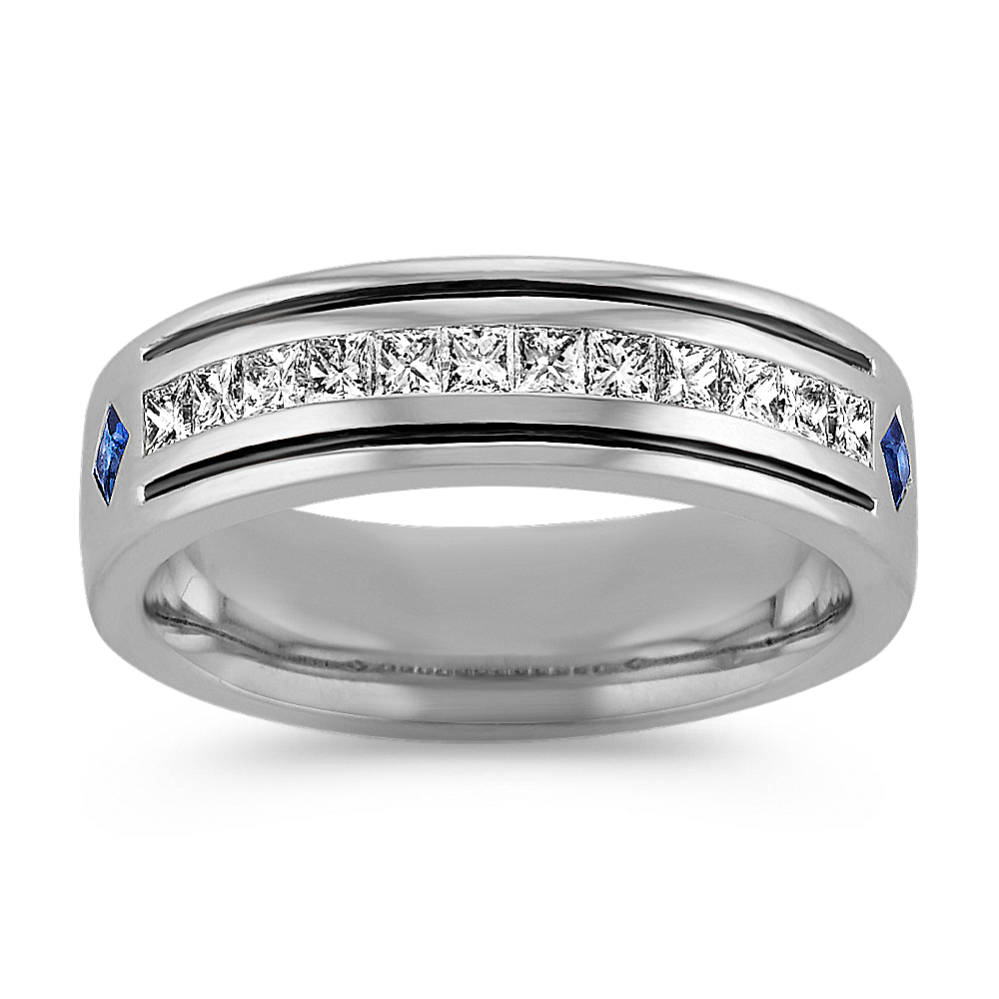 Princess Cut Sapphire and Diamond Ring (7mm)