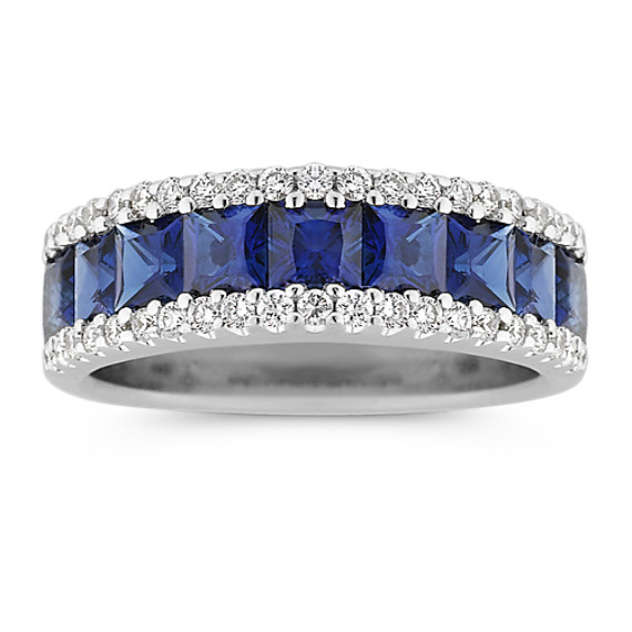 Cambria Sapphire and Diamond Ring in 14K White Gold
