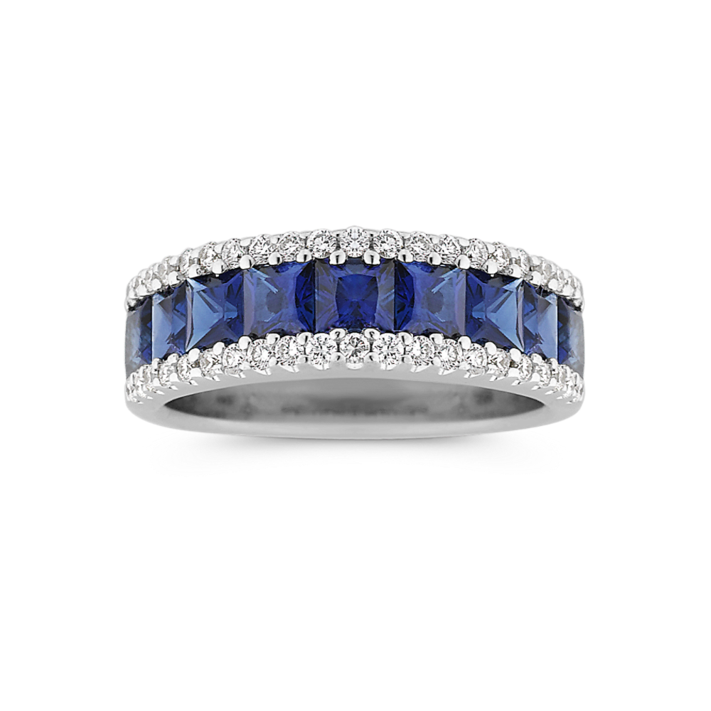 Cambria Sapphire and Diamond Ring in 14K White Gold